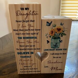 Decorative Wooden Candle Holder with Heart and Butterfly Design